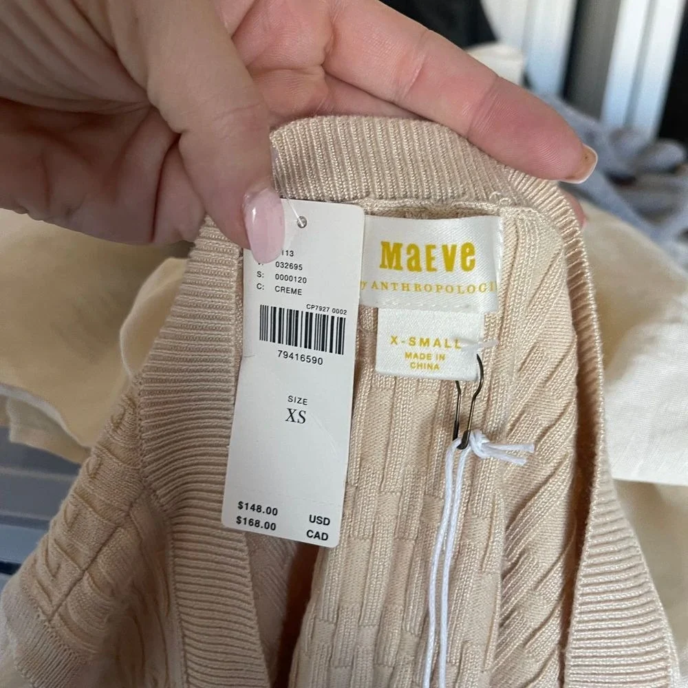 Anthropologie‎ NWT Sheer Sleeve V-Neck Sweater